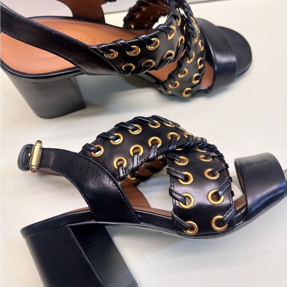 See by Chloe Elegant Black Stiletto Heels with Gold Accents and Cushioned Insole - Picture 2 of 9